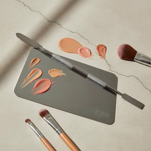 Paleta Mezcladora Y Espátula Maquillaje Acero Inoxidable