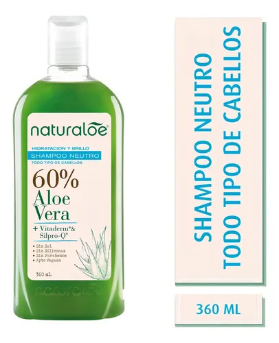Naturaloe Shampoo Neutro Hidratación Y Brillo X 360ml Vegano