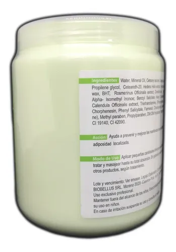 Crema Anticelulitis Biobellus 1kg Con Fragancia