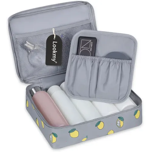 Neceser De Viaje Cosméticos gris Lookmy | Portacosmético Organizador Para Bolso Baño | Necessaire Lavable E Impermeable Para Valija Y Cartera Mujer | Organizador de maquillaje | Neceser Valija Regalo