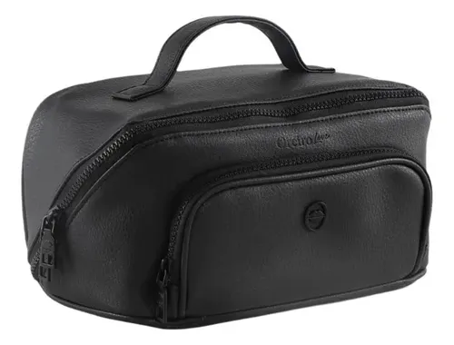 Neceser Portacosméticos Cuero Pu Bolsillo Frontal Viaje Moda Color Negro Diseño De La Tela Lisa