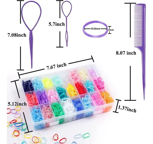 Set De Ligas Para Peinar Niñas Con Peine Y Pasadores Purple Solid