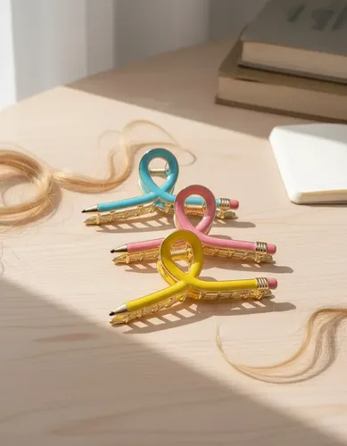 3pcs Pinza De Pelo Con Forma De Lápiz De Dibujos Animados