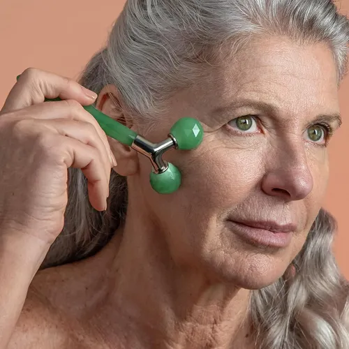 Rodillo Facial Jade Verde Masajeador Para Rostro Y Cuello