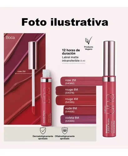 Labial Liquido Matte Intransferible 8ml Una Natura Vegano