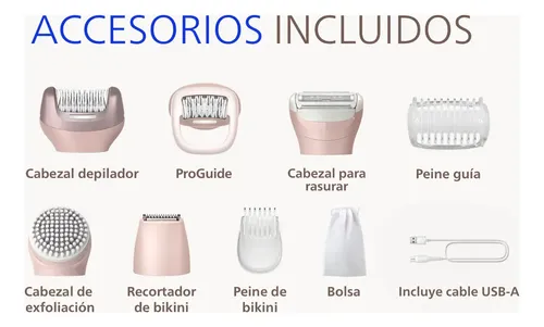 Depiladora Philips Bre719/00 Cerámica Rasura, Exfolia, 8 Anexos, 60 Minutos de Autonomía, Luz, 100% Lavable, Apta Ducha, Uso Seco y Humedo, Epilator Serie 9000 Rosa Pálido
