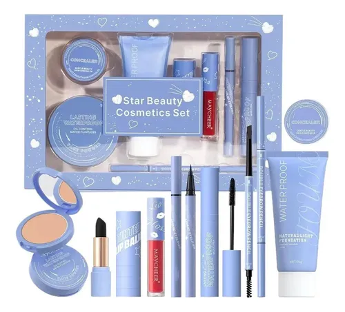 Set Maquillaje Meixier Mascara+póvo+labial+delineador De 8 U