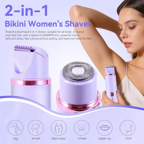 ~afeitadora Eléctrica 2 En 1 Mujer Corporal Y Facial Rosada