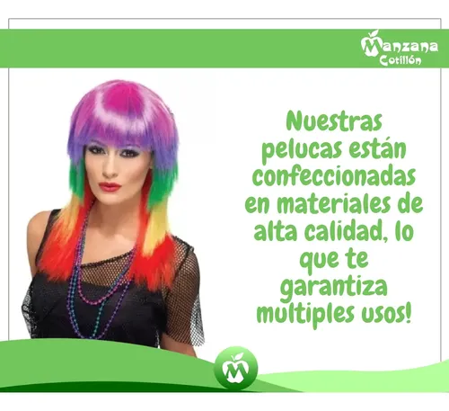Combo X12 Pelucas Larga Lacia Multicolor Carioca Disfraz