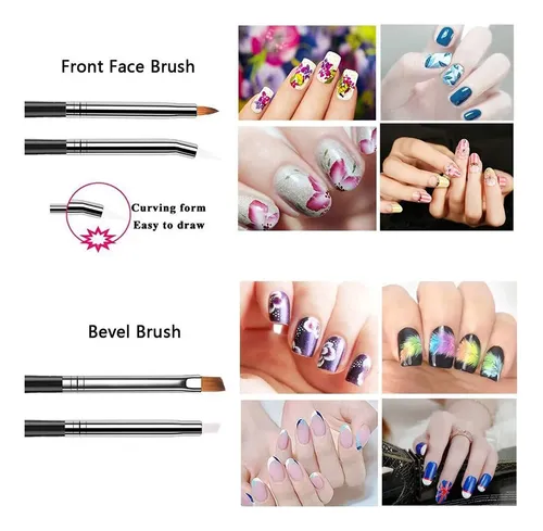 Set 20 Herramientas Para Uñas Negro Con Pinceles Y Dotting