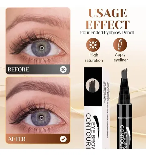 Lápiz De Cejas Microblading Waterproof 4 Puntas Negro