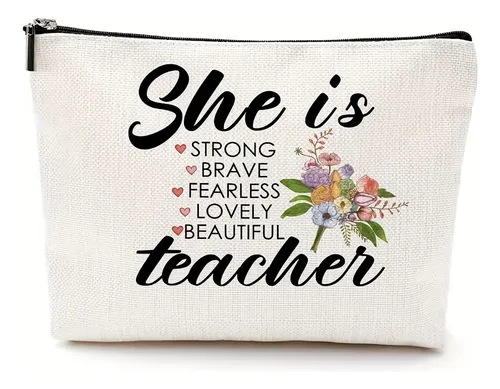 Bolsa De Maquillaje De Lona Inspiradora Para Profesores, Reg