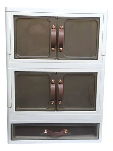 Gabinete Organizador Plástico Apilable 3 Niveles Con Puertas