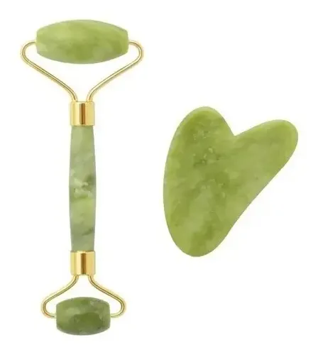 Masajeador Rodillos Doble Piedra Jade Facial Corporal