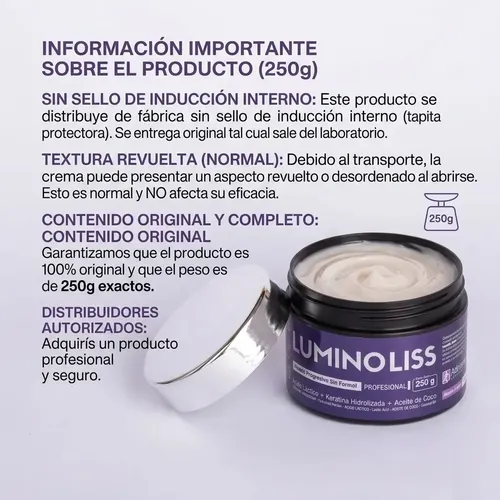 Alisado Luminoliss Antifrizz Sin Formol 250g