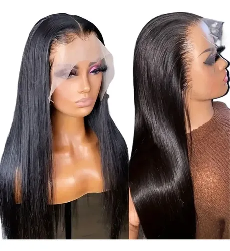 Peluca Larga Y Lisa Negra Para Mujer