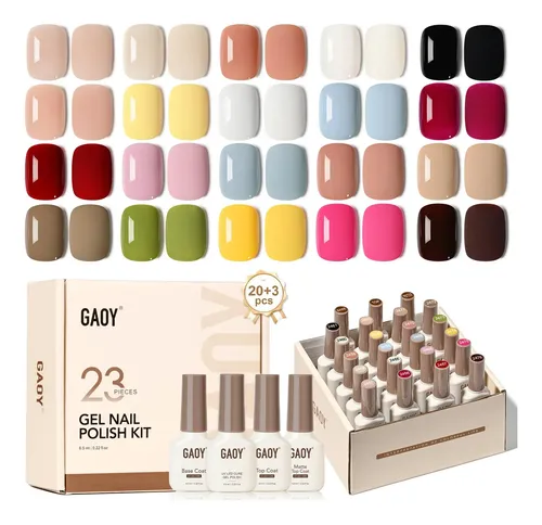 Kit 23 Esmaltes Gel Colores Jelly Con Top Y Base Coat
