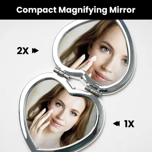Espejo Compacto Para Bolso, Espejo De Aumento 1x/2x Para Muj