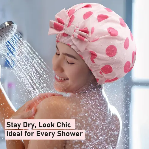 Gorro De Baño Impermeable Grande Rosa Con Elástico Ajustab