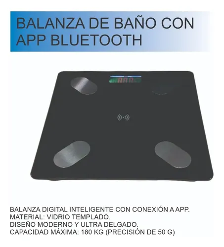Balanza De Baño Bluetooth Familiar Ultra Slim Hasta 180kg