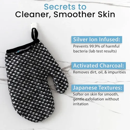 Guantes Exfoliantes Shower Bouquet 2-pack Carbón Blanco