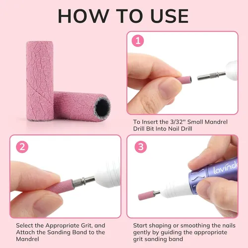 Bandas Lijadoras Para Taladro De Uñas Lavinda 240 Grit Rosa