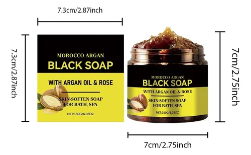 Marruecos Jabón Negro Con Argán Y Rosa, Jabones Exfoliantes