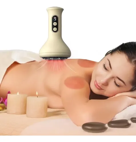 Masajeador Gin Gua Y 10 Modos Portátiles, 9 X 2 Cupping Sha Beige
