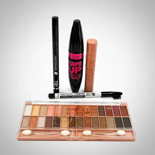 Kit De Maquillaje Completo Paleta Mascara Delineador