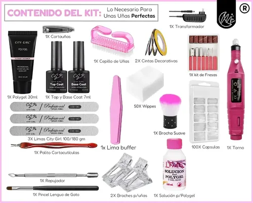 Kit Completo Uñas Esculpidas Manicura Polygel Semipermanente
