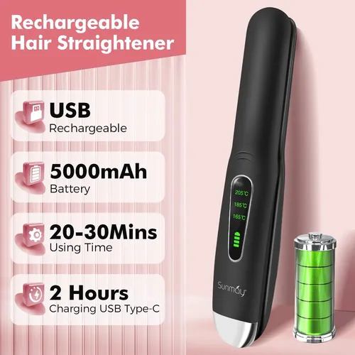 Plancha De Pelo Inalámbrica Sunmay 2 En 1 Portátil