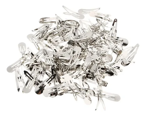 2 Lote De 100 Pinzas De Pelo De Metal Plateado De 50 Mm Con