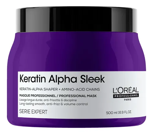 Máscara Loreal Keratin Alpha Sleek Anti Frizz 500ml