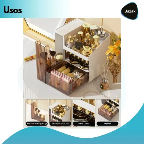 Organizador de Maquillaje Acrílico con 2 Cajones y 5 Compartimentos Jazak