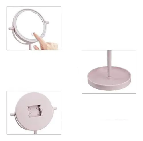 Espejo Maquillaje Aro Luz Led Giratorio Personal Base Mesa