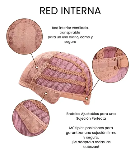 Peluca Violeta Larga Ondas Flequillo Fibra Simil Natural