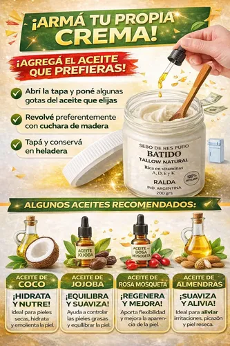 Crema Sebo De Res Tallow 400 Gr Promo 2 Frascos 200