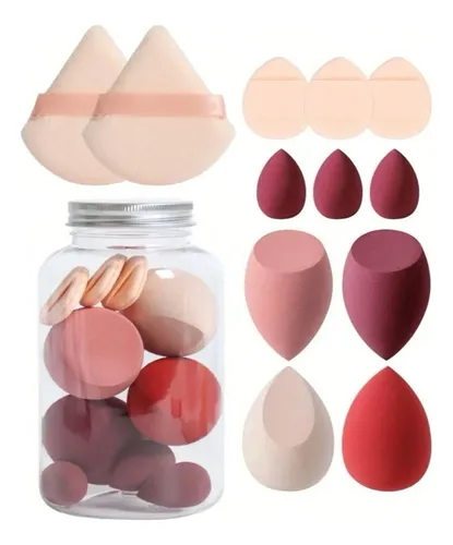 Qi Esponja Maquillaje En Polvo 14 Pcs Beauty Blender Con