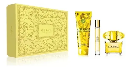 Set Perfume Versace Yellow Diamond Floral Mujer 90ml + Miniatura + Crema