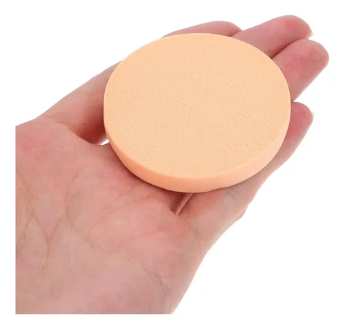 24pcs Khaki Makeup Sponge Set Round Powder Puff Latex Cotton