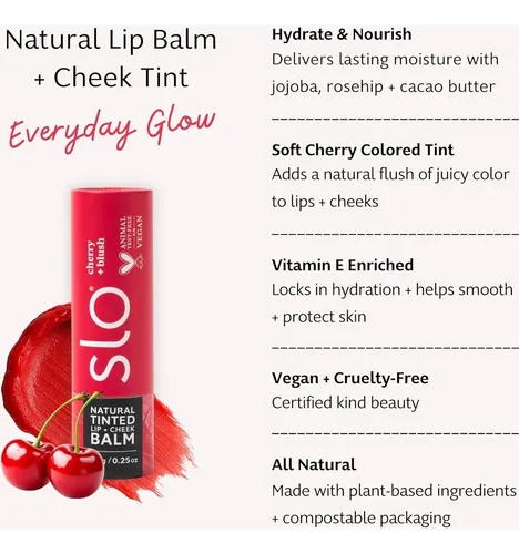 Bálsamo Labial Natural Slo Cherry Blush 8 G