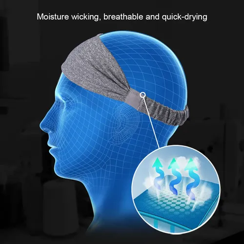 – 2 Pieces Polyester Fiber Sports Bandanas, Sweat / Black+gray