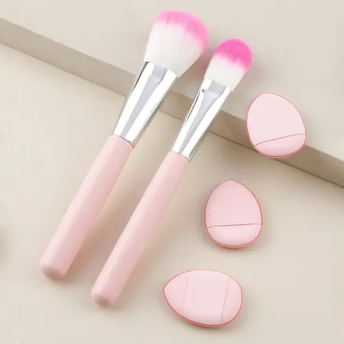 Set De 6 Brochas Y Algodones Para Maquillaje