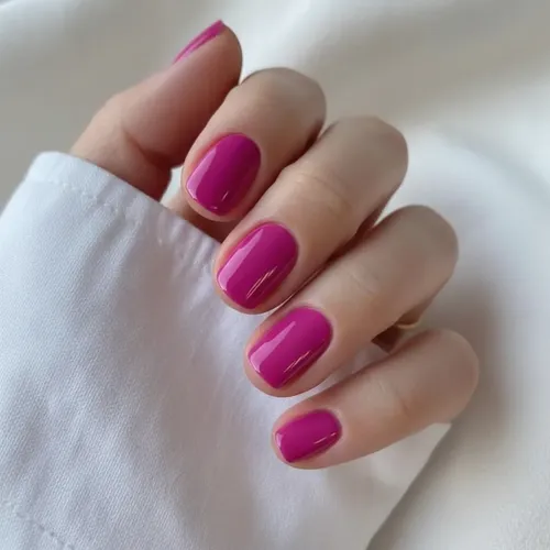 Uñas Press On Cortas Veluna Soft Gel Redondeadas Reutilizables – Fucsia Oscuro