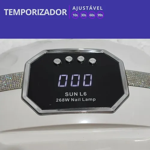Cabina de uñas de gel profesional Sun L6 de 268 W con 45 LED blancos