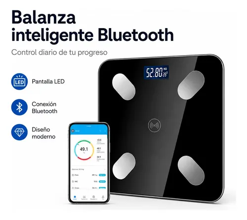 Balanza De Baño Bluetooth Analiza Grasa Y Peso Corporal