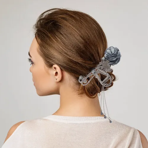 Pinzas De Pelo Metálicas Con Flor De Rosa, Mariposa Y Strass
