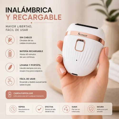 Depiladora Portatil Mujer Recargable Usb