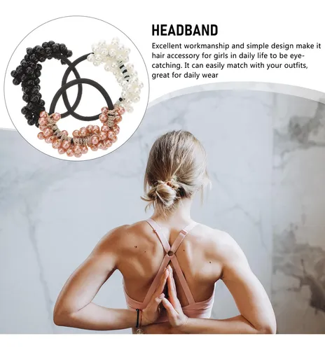 6 Accesorios De Pelo Perlas, Ligas Con Perlas Y Cuentas