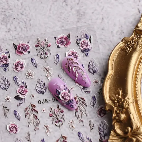 Pegatinas De Uñas 3d Floral 5d Adhesivas Primavera Verano 4